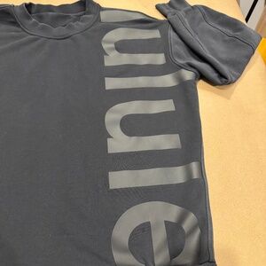 Lululemon Black Crewneck Sweatshirt womens L/XL Oversized Logo Graphic Pullover